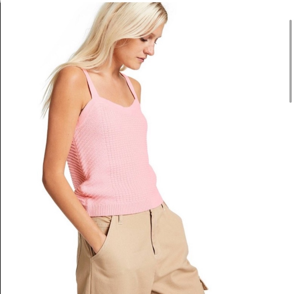 Sandy Liang pink knit tank strappy thick knit